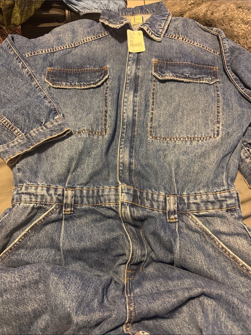 Free People Light Blue Denim Jumpsuit